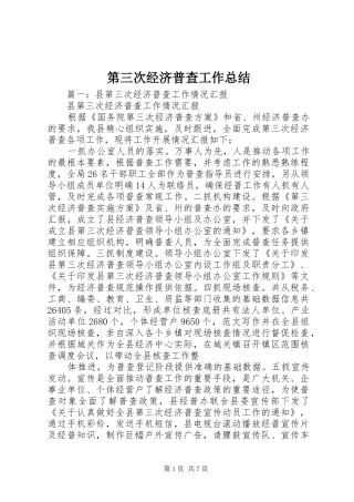 第三次经济普查工作总结