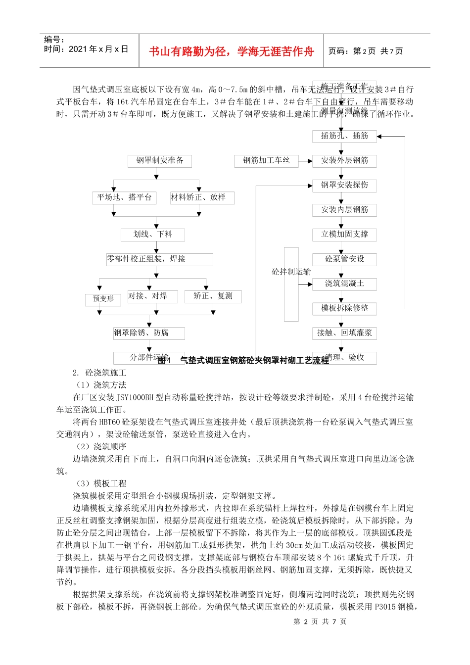 气垫式调压室钢筋砼夹钢罩施工工法_第2页