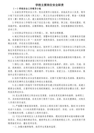 学校主要岗位安全职责概论