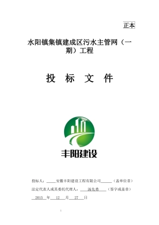 水阳镇集镇建成区污水主管网(一期)工程投标文件