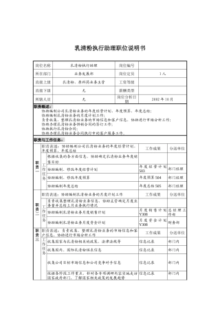 业务发展部乳清粉执行助理岗位职责