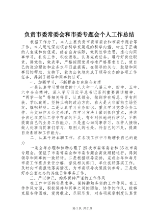 负责市委常委会和市委专题会个人工作总结