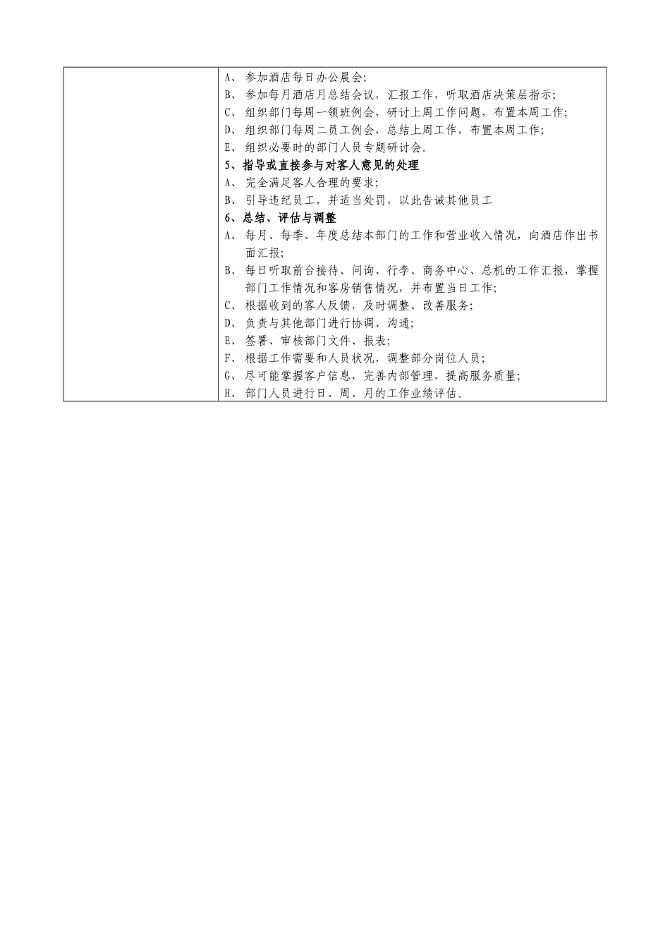 前厅部经理岗位说明书_第3页