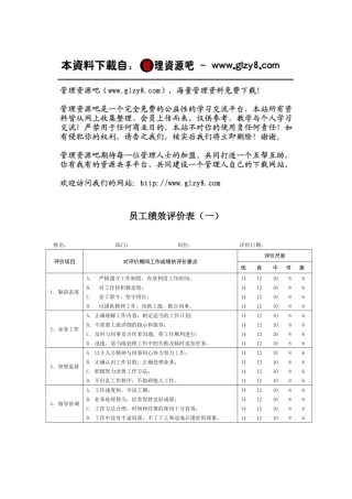 员工绩效评价表范本（一）