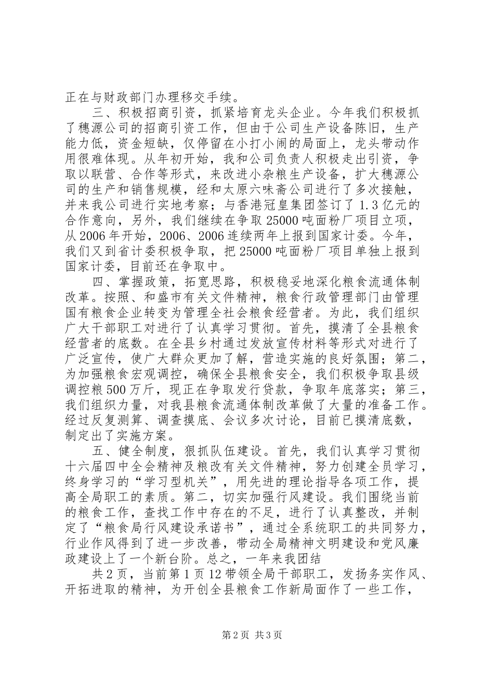 粮食局20XX年工作总结及20XX年工作思路_第2页
