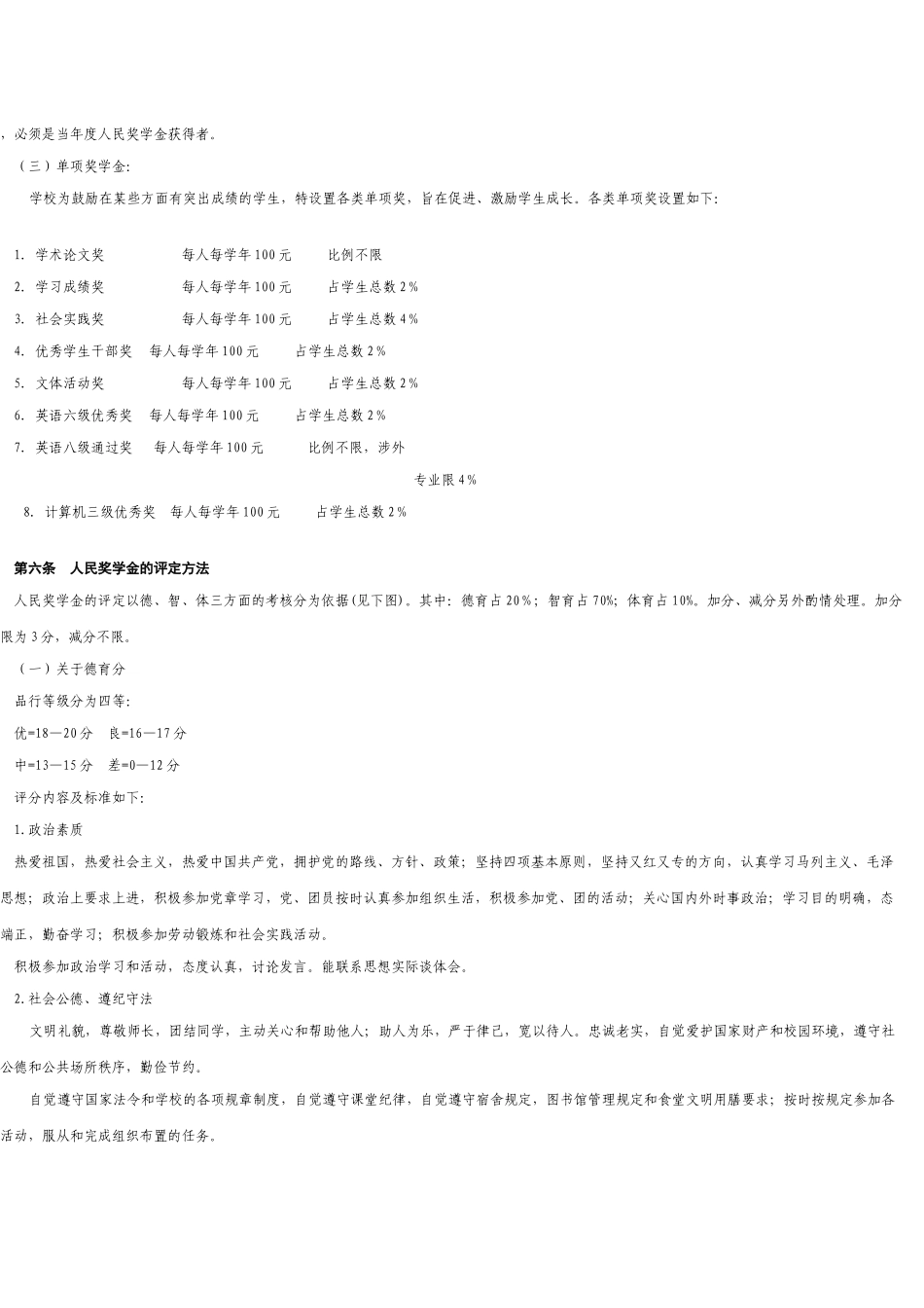上海财经大学奖学金评比实施条例_第2页