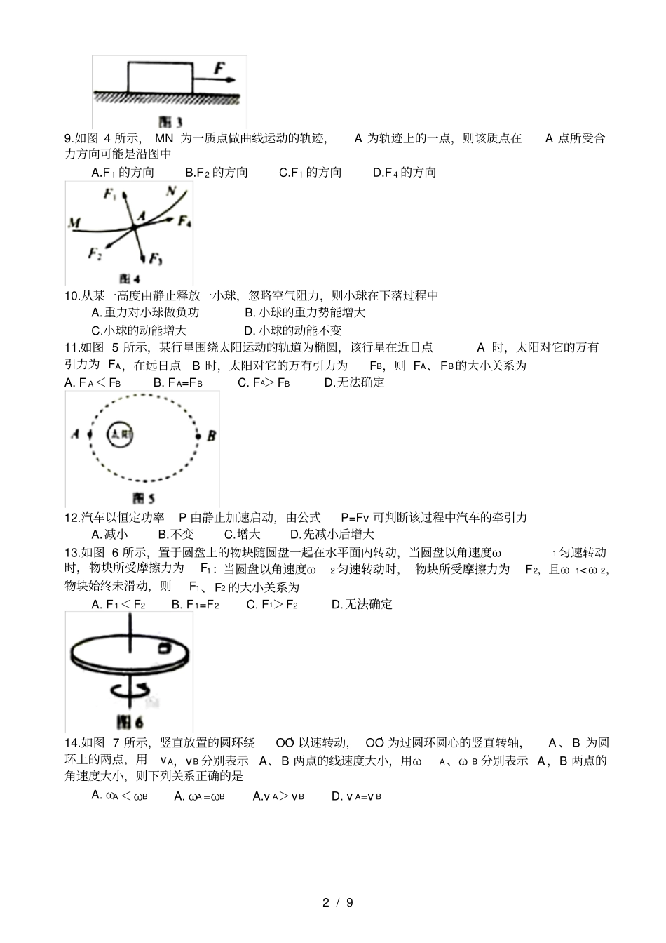 2018年湖南省普通高中学业水平考试物理试卷真题_第2页
