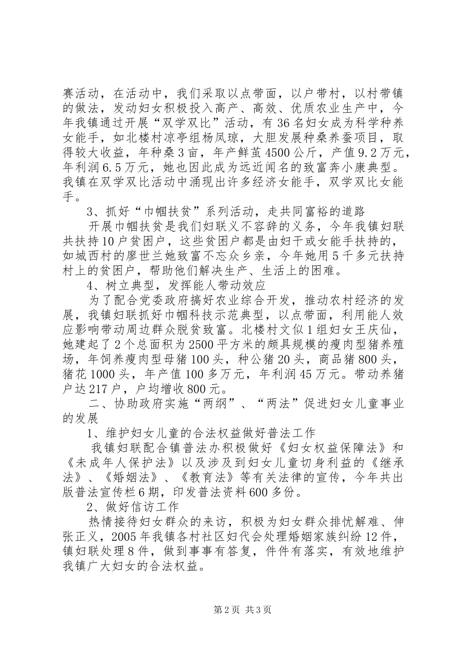＊＊镇妇联二○○五年工作总结_第2页