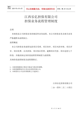江西乐亿担保有限公司流程制度
