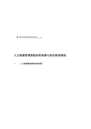 人力资源管理部组织机构与岗位说明