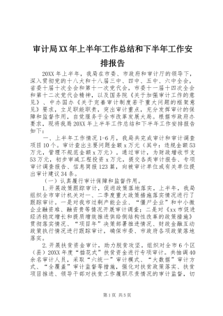 审计局上半年工作总结和下半年工作安排报告
