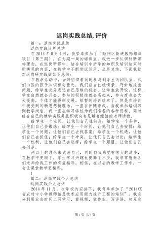 返岗实践总结,评价