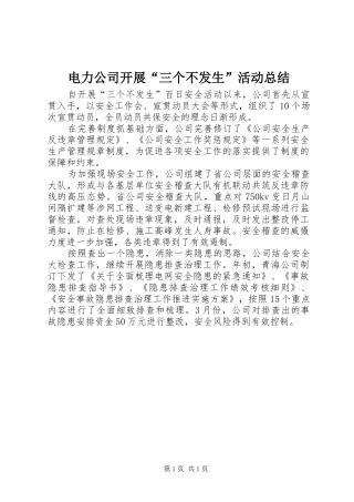 电力公司开展“三个不发生”活动总结