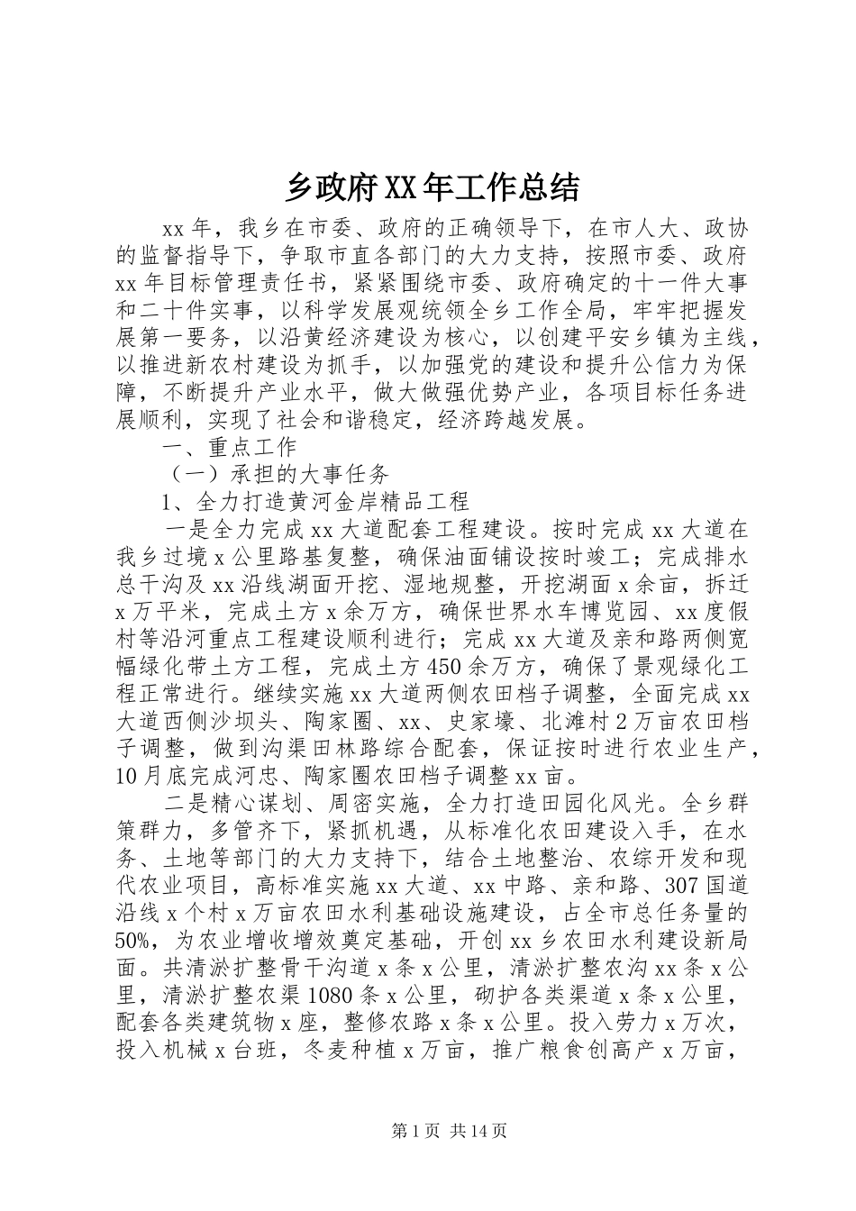 乡政府工作总结_第1页