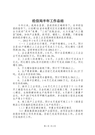 经信局半年工作总结