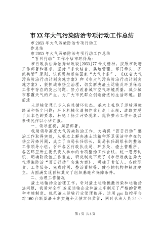 市大气污染防治专项行动工作总结