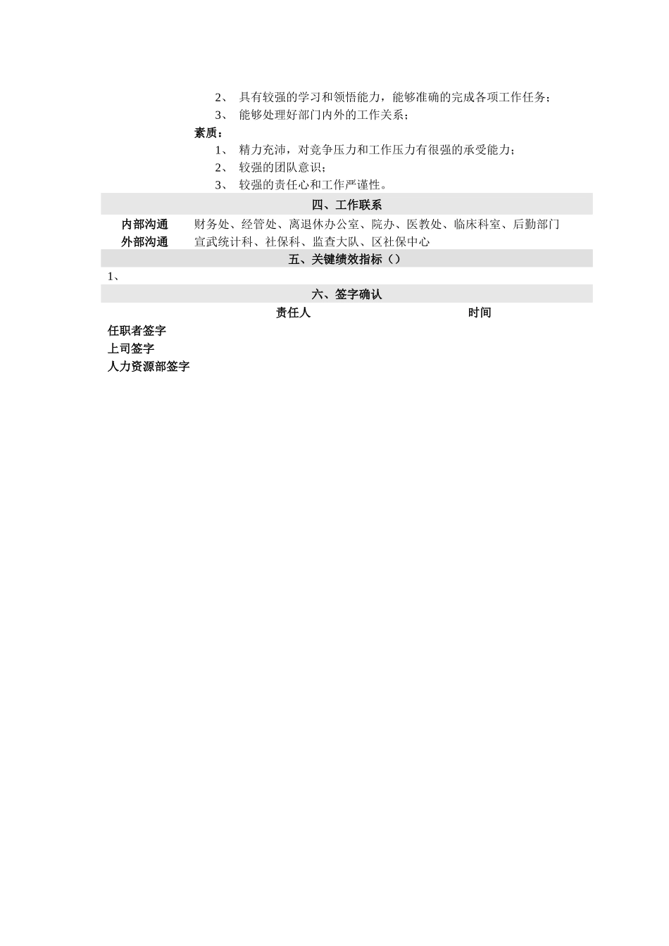 医院岗位职位说明书_第3页