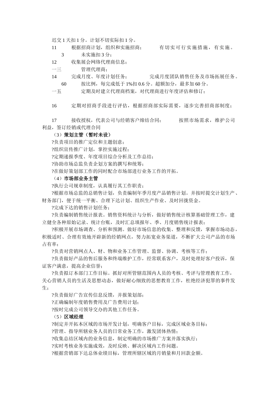 市场部人力资源管理职责与考核标准_第3页