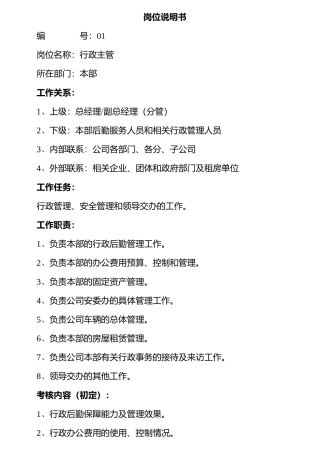 人力资源-HR必备岗位职责说明书