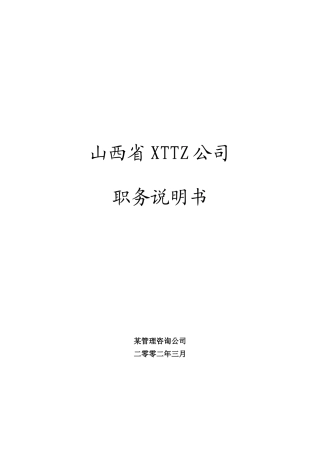 山西省XTTZ公司职务说明书