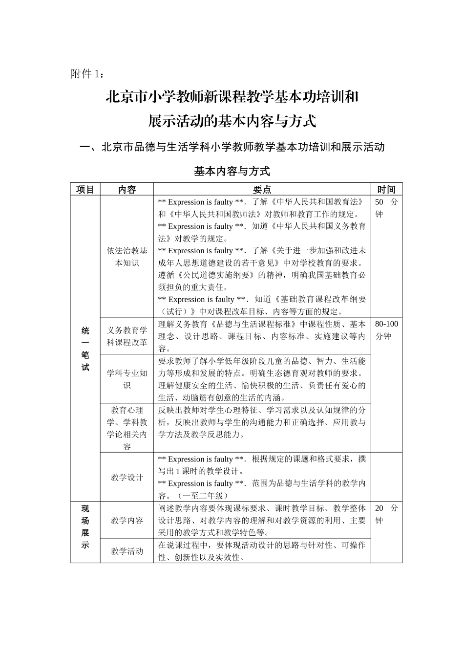 人力资源-1北京市小学教师新课程教学基本功培训和展示活动的基本内容与方_第1页