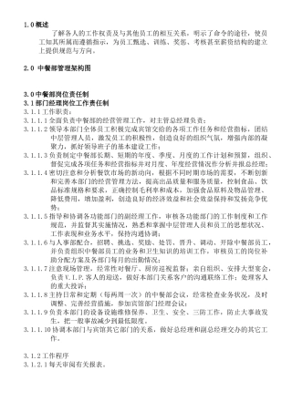 人力资源-COP-ZC-01中餐部组织机构与职责