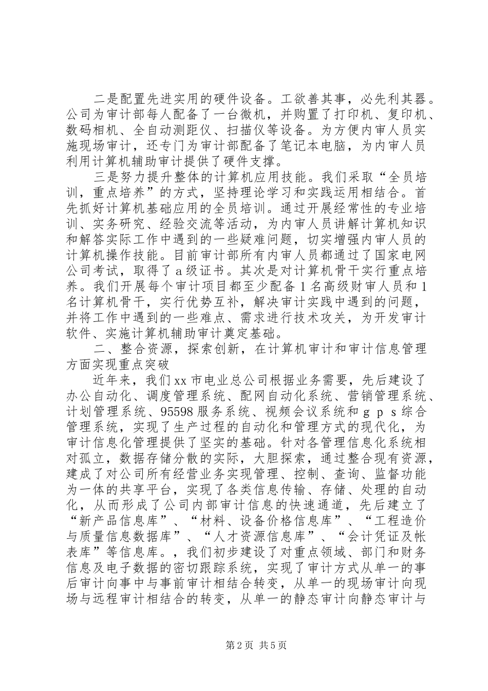 电力公司审计部工作总结_第2页
