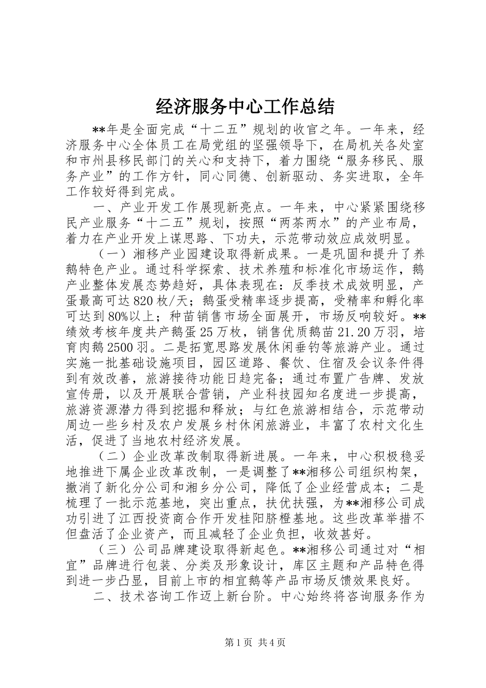 经济服务中心工作总结_第1页