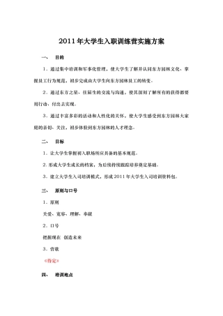 人力资源-XXXX年大学生培训实施方案110704