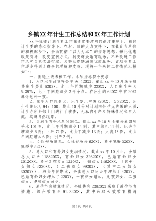 乡镇计生工作总结和工作计划