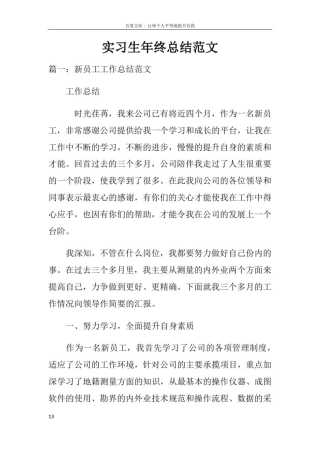 实习生年终总结范文