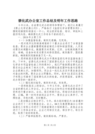 禁化武办公室工作总结及明年工作思路