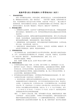 威海市晋大技工学校教职工日常考核办法