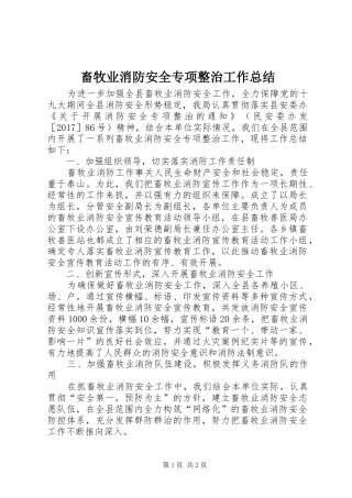 畜牧业消防安全专项整治工作总结