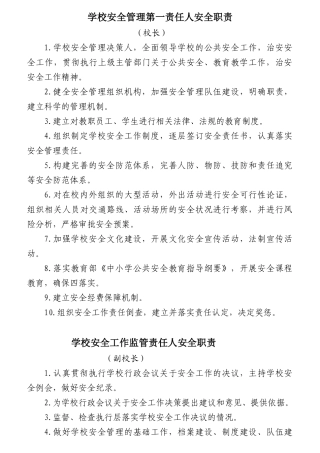 学校安全管理第一责任人安全职责