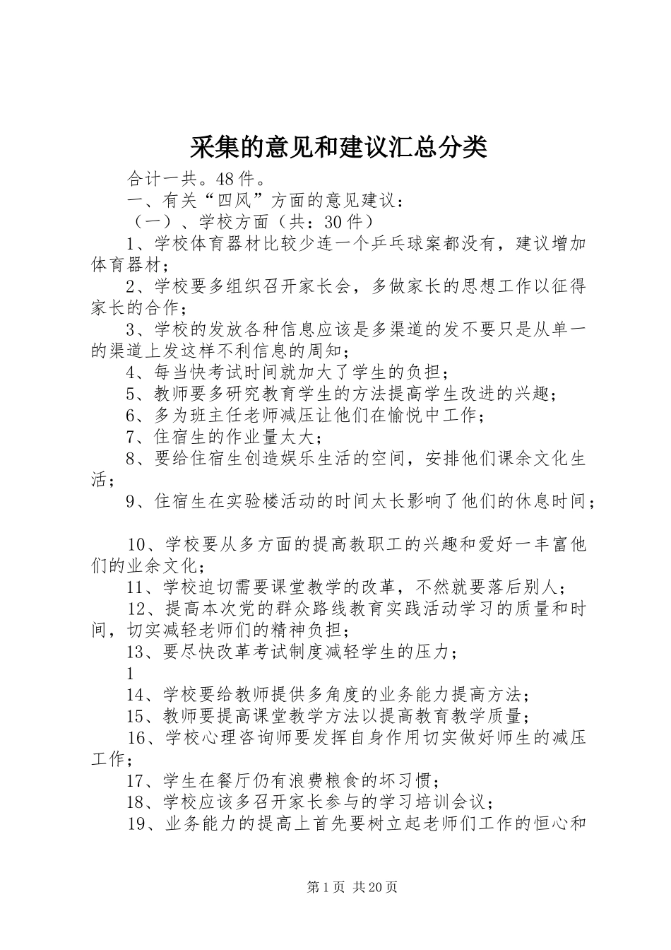 采集的意见和建议汇总分类_第1页