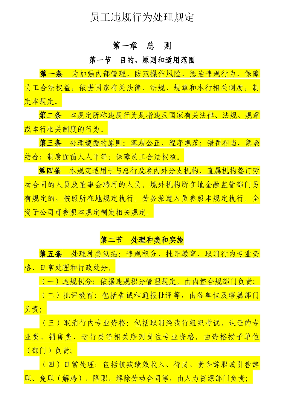 员工违规行为处理规定_第1页