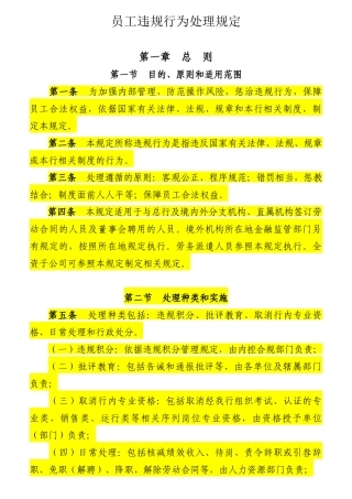 员工违规行为处理规定