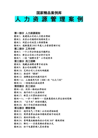 人力资源管理精品案例库
