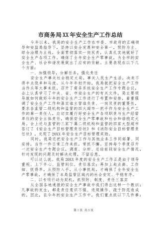 市商务局安全生产工作总结