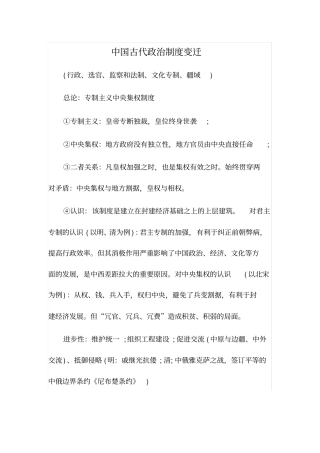 中国古代政治制度变迁