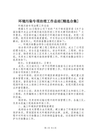环境污染专项治理工作总结[精选合集]