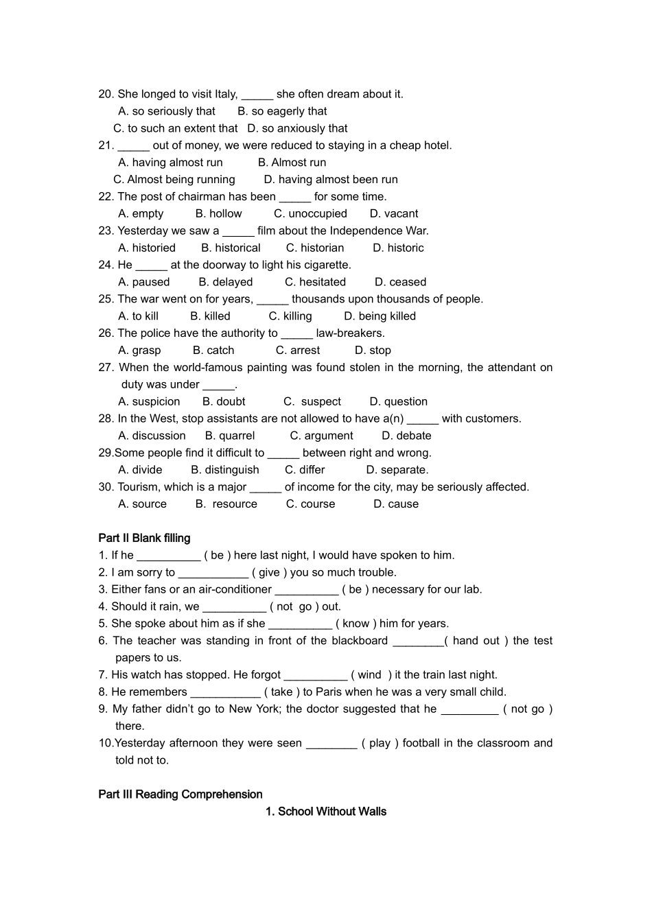 专升本中期选拔英语试题训练(八)_第2页