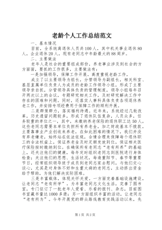 老龄个人工作总结范文