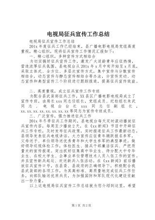 电视局征兵宣传工作总结