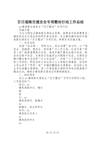 百日道路交通安全专项整治行动工作总结