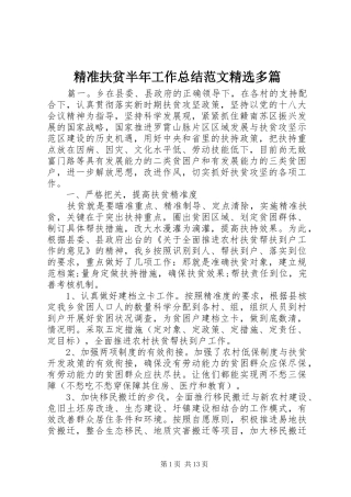 精准扶贫半年工作总结范文精选多篇