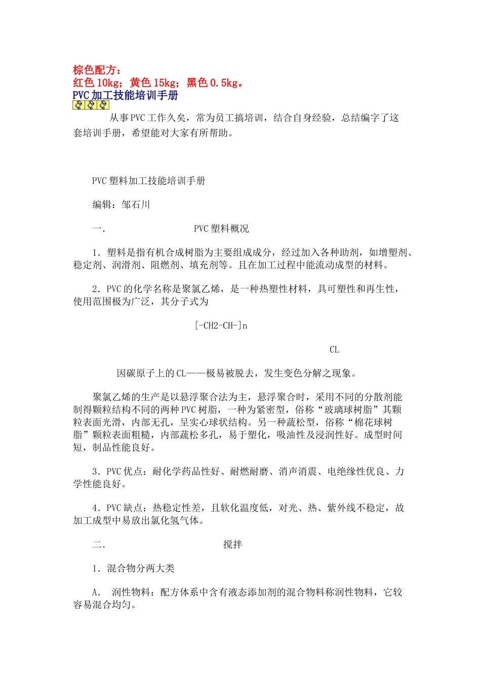人力资源-PVC加工技能培训手册_第1页