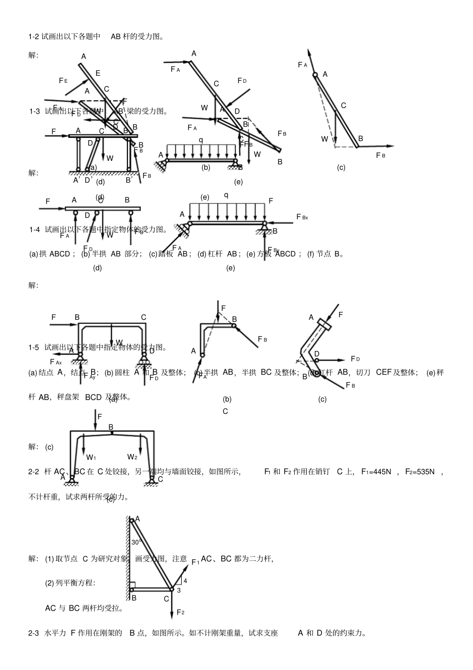 (精编)工程力学(力学基础)习题总结_第2页