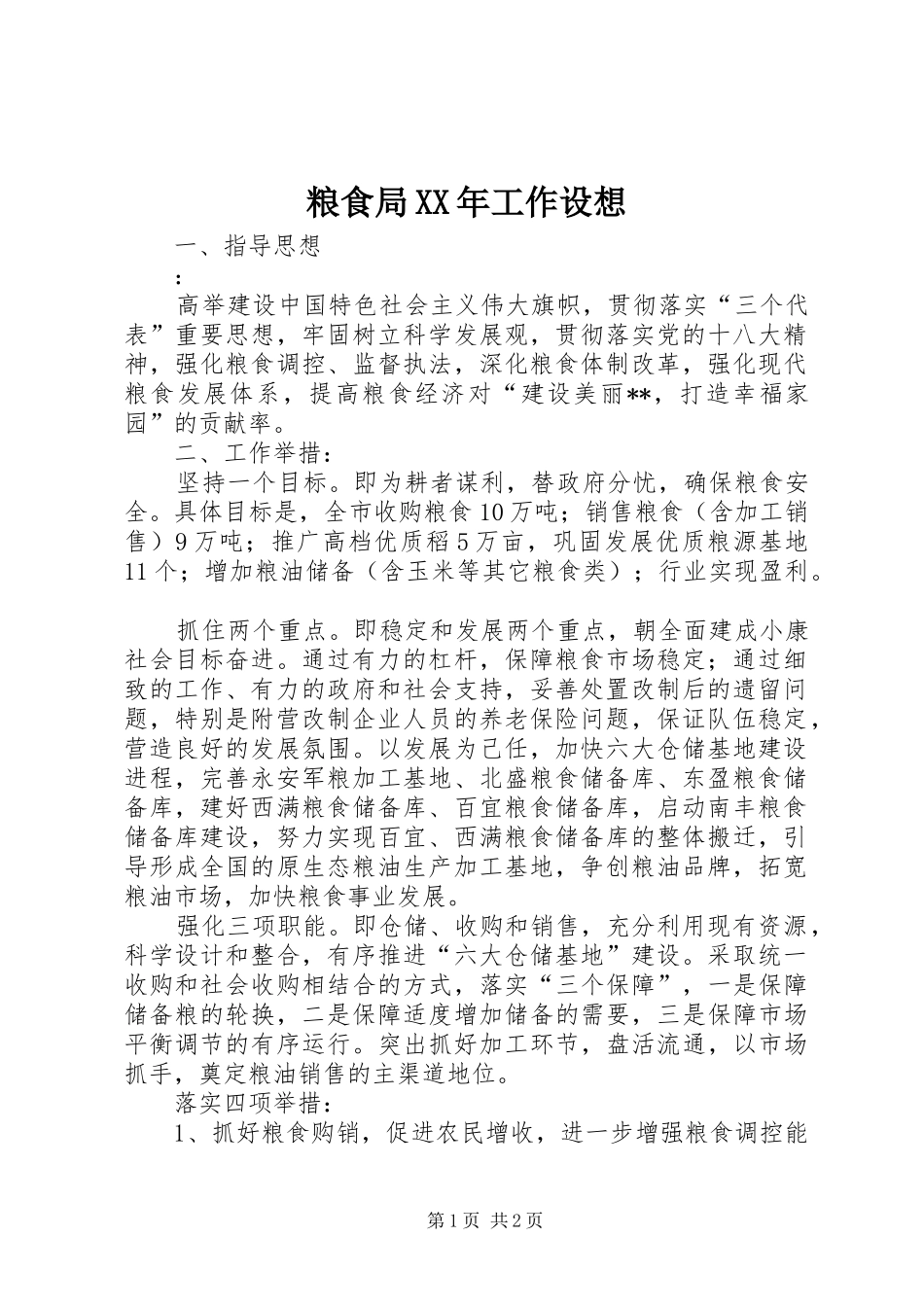 粮食局工作设想_第1页